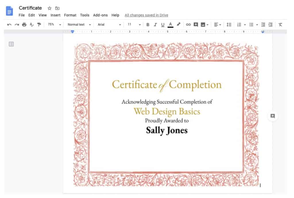 How To Design A Certificate In Google Docs 5 Steps All Free Mockups
